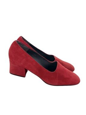 Marquise Suede Leather Block Heel Pumps Women’s 9.5 Brick Red 90s Vintage NEW